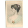 n°8245 - Carte Fantaisie - Portrait de Femme - Rose