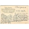 n°825 - Carte Gaufrée - Hirondelles tirant une corbeille de fleurs (roses en tissus, myosotis)