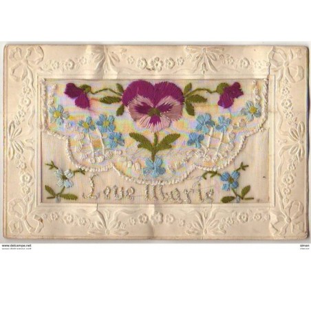 n°8254 - Carte Brodee avec Rabat - Love Marie - Pensée