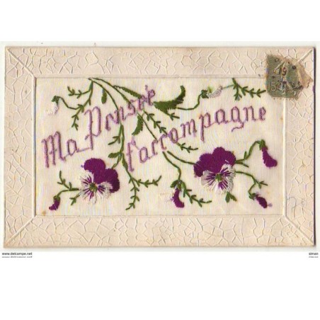 n°8256 - Carte Brodee - Ma Pensée t'Accompagne
