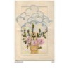 n°8260 - Carte Brodee avec Pochette - Corbeille de Fleurs Roses