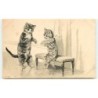 n°8278 - Carte Fantaisie Gaufrée - Chats avec un éventail n°1094