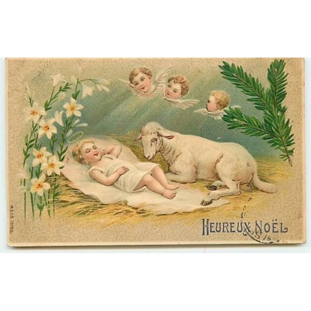 n°8283 - Carte Fantaisie Gaufrée - Heureux Noel - Nativité - Mouton
