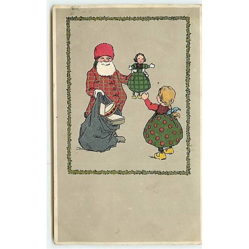 n°8286 - Carte Fantaisie - Pere Noel offrant une poupée à une fillette