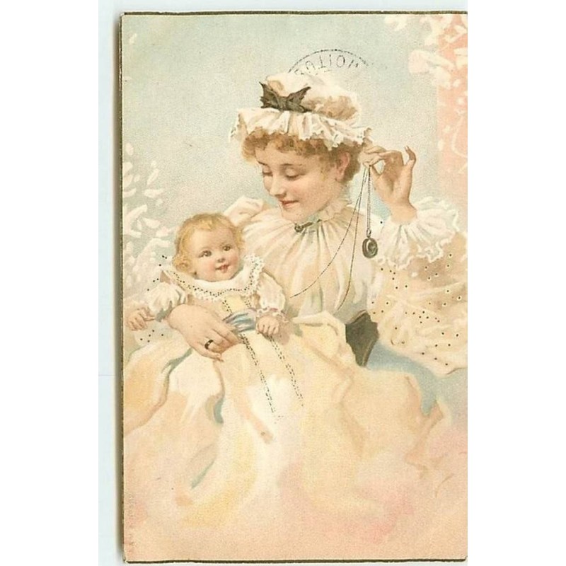 n°8299 - Carte Fantaisie - Femme jouant avec un Bébé - A & MB n°322