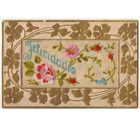 n°8307 - Carte Brodée - Felicidades - Roses