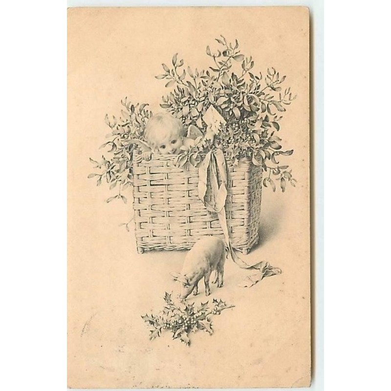 n°12424 - MM Vienne n°288 - Ange dans un panier regardant un cochon