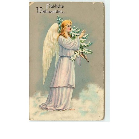n°8375 - Carte Fantaisie - Fröhliche Weihnachten - Ange avec un Sapin