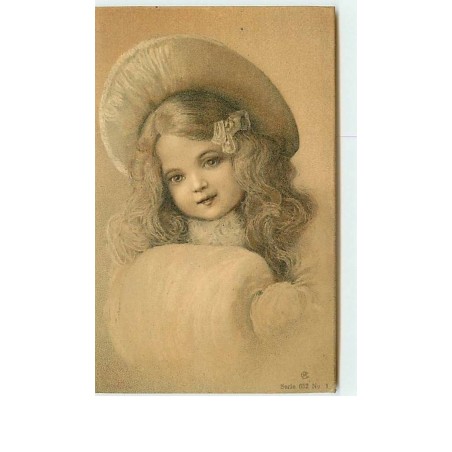 n°8396 - Carte Fantaisie - Portrait d'une Fillette avec un chapeau - Série 652 n°1