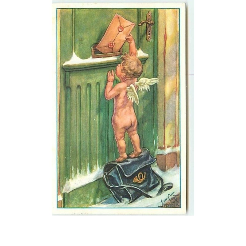 n°8398 - Carte Fantaisie - Curt Nystrom - Angelot postant une lettre