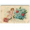 n°8400 - Carte Fantaisie  Gaufrée - Angelot sur un bouquet de fleurs