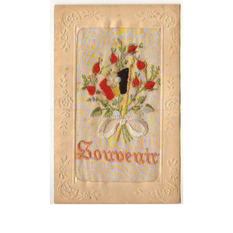 n°8404 - Carte Brodée - Souvenir - Drapeau Belge