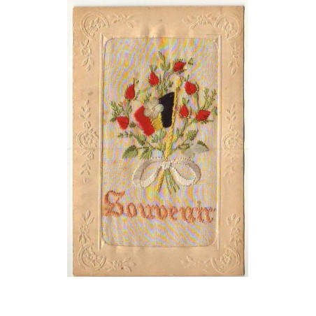n°8404 - Carte Brodée - Souvenir - Drapeau Belge