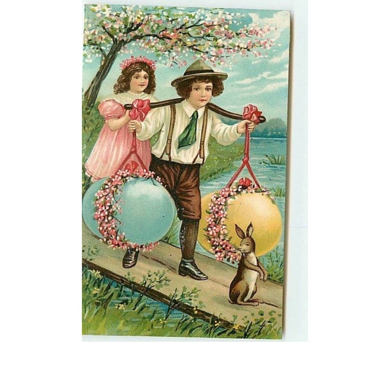 n°8450 - Carte Fantaisie - Enfant transportant des Oeufs