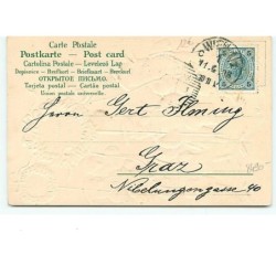 n°8490 - Carte Fantaisie Gaufrée - Frohliche Ostern - Poussins Habillés avec des Ballons