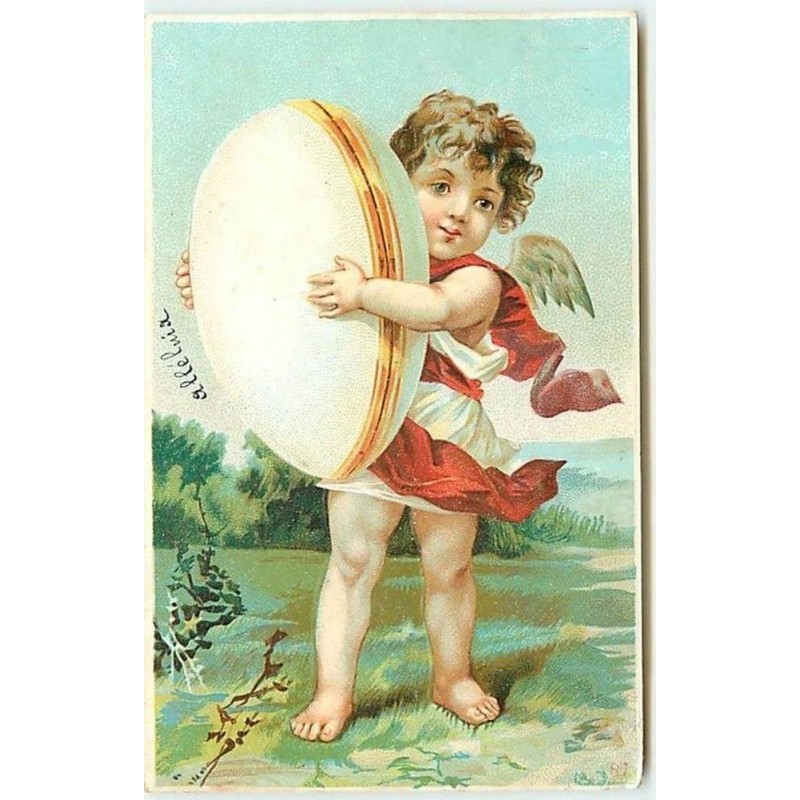 n°12433 - Carte Gaufrée - Ange portant un oeuf