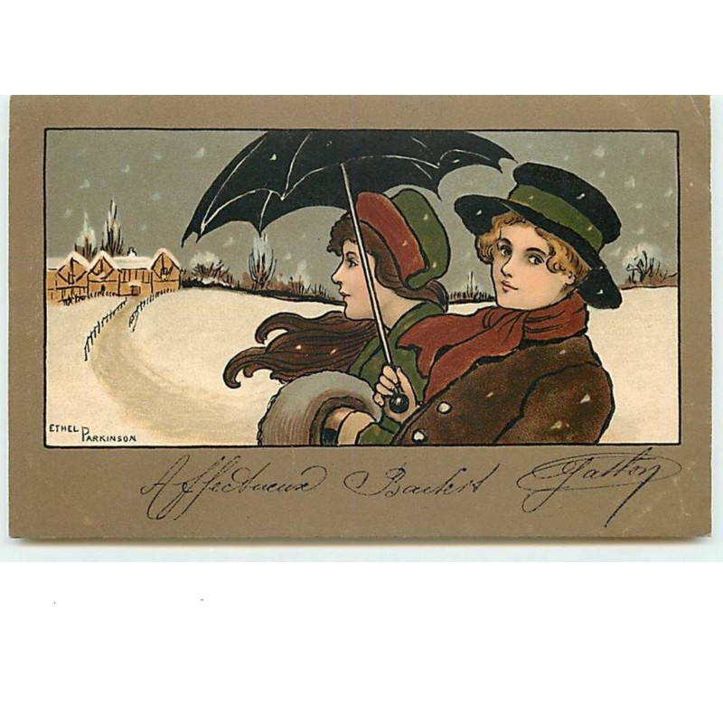 n°8518 - Carte Illustrateur - Ethel Parkinson - MM Vienne - Couple sous la neige