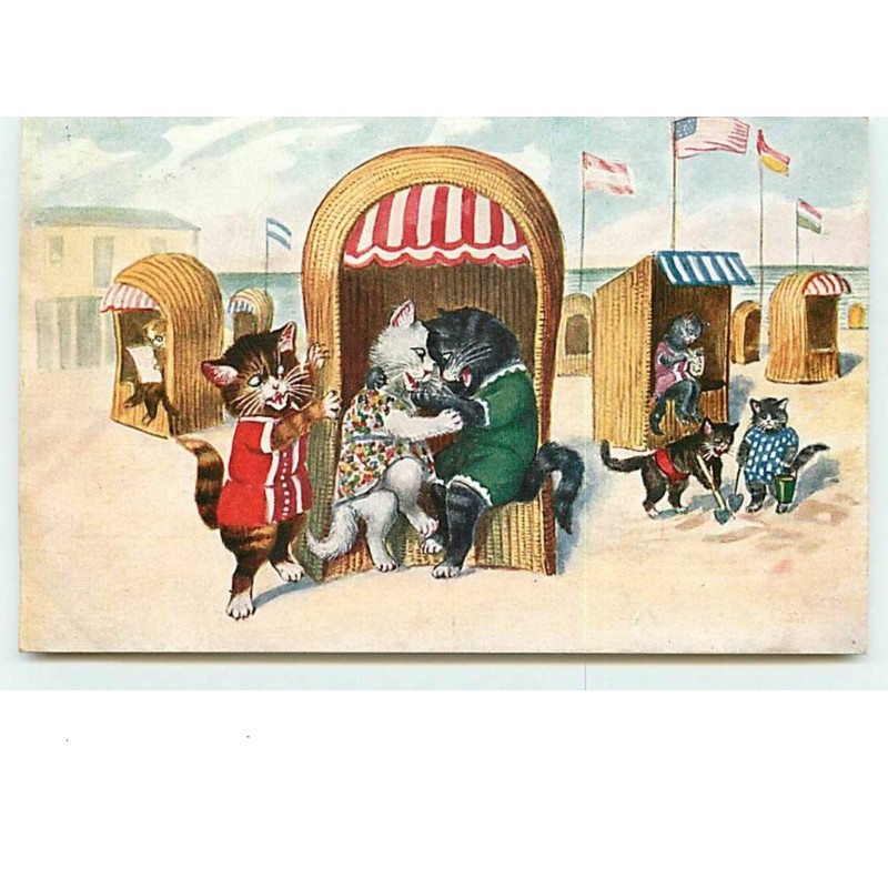 n°8548 - Carte Fantaisie - Chats à la Plage