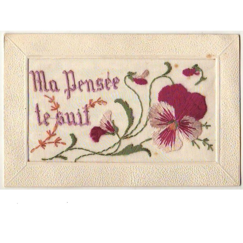 n°8558 - Carte Brodée - Ma Pensée te suit