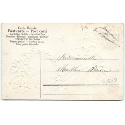 n°12438 - Carte Gaufrée - Joyeuses Pâques - Fillette poussant un oeuf sur une brouette