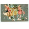 n°8595 - Carte Fantaisie Gaufrée - Angelots distribuant du Courrier