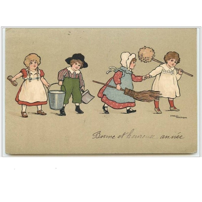 n°860 - Ethel Parkinson - Enfants allant faire du nettoyage
