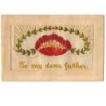 n°8605 - Carte Brodée avec rabat - To my dear Father - Fleur rouge