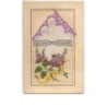 n°8612 - Carte Brodée avec pochette - Fleurs violettes