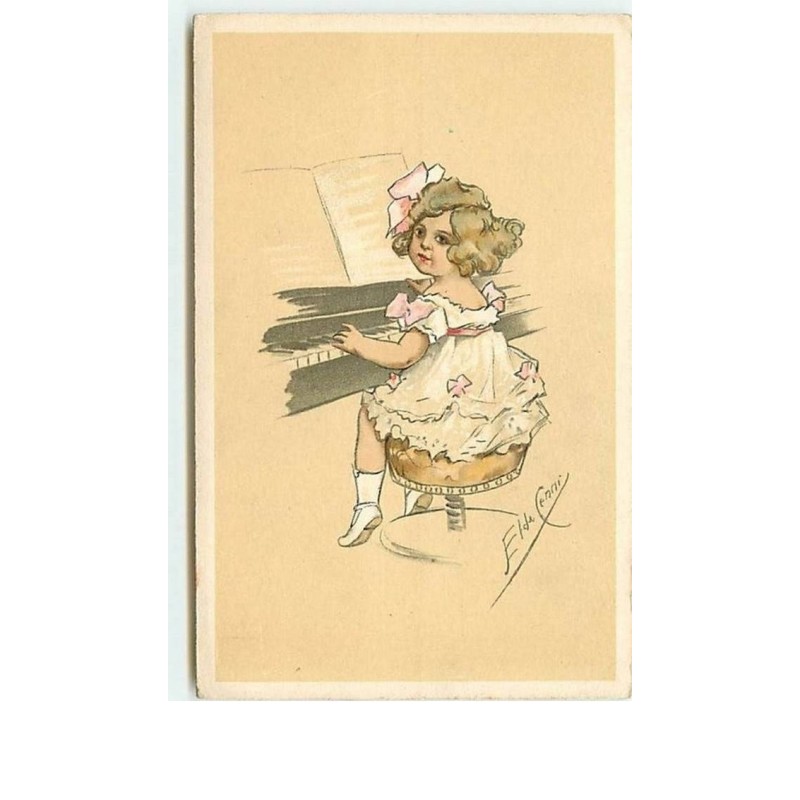 n°8619 - Carte Illustrateur - Elda Cenni - Fillette jouant du Piano