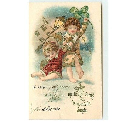 n°8645 - Carte Fantaisie - Mes meilleurs voeux pour la nouvelle Année - Angelots