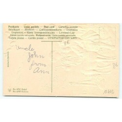 n°12442 - Carte Gaufrée - Easter Greetings - Couple d'enfants près d'un mouton
