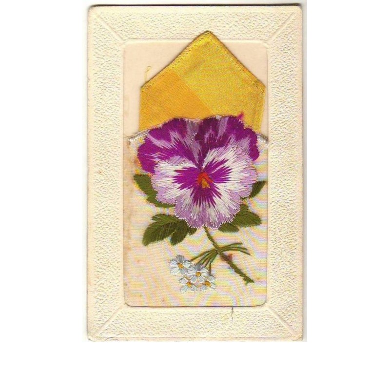 n°8661 - Carte Brodée avec Pochette - Pensee