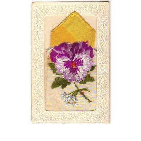 n°8661 - Carte Brodée avec Pochette - Pensee