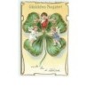 n°8690 - Carte Fantaisie Gaufrée - Gluckliches Neujahr - Angelots Trinquant dans un trèfle à 4 Feuilles