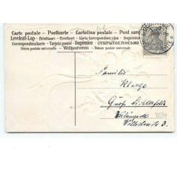 n°8690 - Carte Fantaisie Gaufrée - Gluckliches Neujahr - Angelots Trinquant dans un trèfle à 4 Feuilles