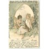 n°10229 - Fröhliche Ostern - Cupidon et une nymphe nourrissant un lièvre