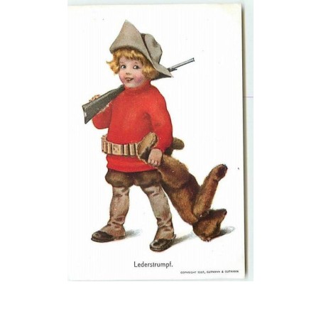 n°8696 - Carte Illustrateur - Lederstrumpf - Enfant chasseur avec son nounours - Teddy Bear