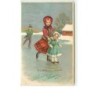 n°8729 - Carte Fantaisie - Bonne Année - Femme et Fillette faisant du Patin à Glace