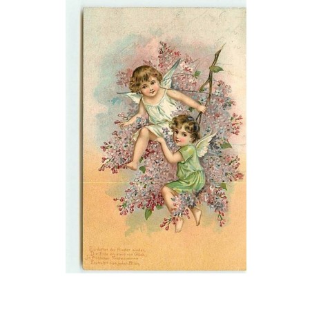 n°8733 - Carte Fantaisie Gaufrée - Angelots - Lilas