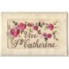 n°8757 - Carte Brodée - Vive Sainte Catherine - Fleurs roses