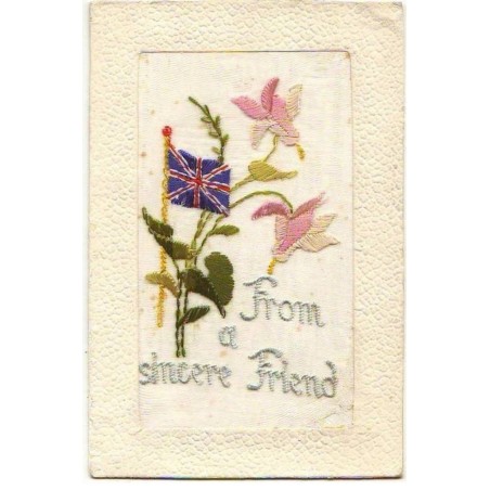 n°8759 - Carte Brodée - From a Sincere Friend - Drapeau Anglais
