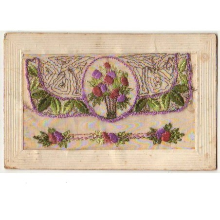 n°8810 - Carte Brodée avec rabat - Bouquet de Fleurs