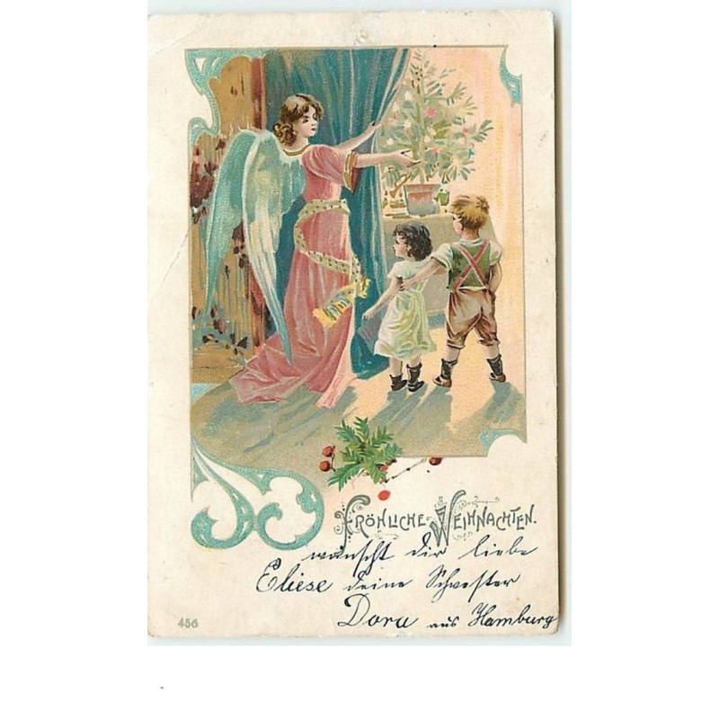 n°8829 - Carte Fantaisie - Frohliche Weihnachten - Ange et Enfants