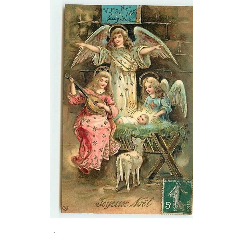n°8834 - Carte Fantaisie Gaufrée - Joyeux Noel - Nativité - Anges
