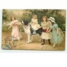 n°8838 - Carte Fantaisie - Fillettes dont une sur un Saint Bernard