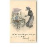 n°8839 - Carte Fantaisie - Angelot tenant un stand de porte-bonheur - Femme élégante - Theo Stroefer Série 206 n°10