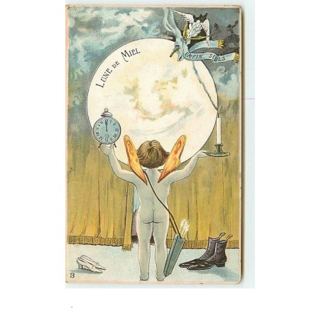 n°8845 - Carte Fantaisie - Lune de Miel - Enfin Seuls - Angelot - KF Editeur Série 1543
