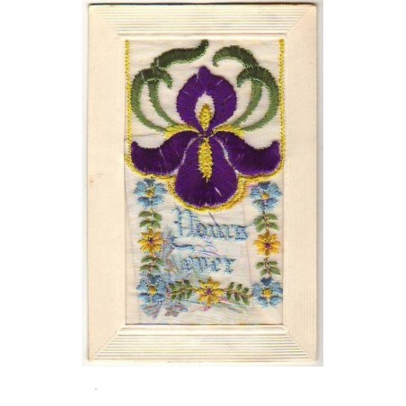 n°8857 - Carte Brodée avec Rabat - Yours ever - Iris