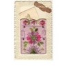 n°8861 - Carte Brodée - Fleurs et Petite Carte