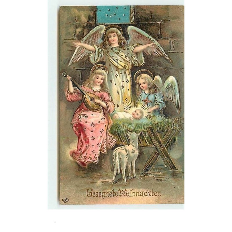 n°8892 - Carte Fantaisie Gaufrée - Gesegnete Weihnachten - Nativité - Anges